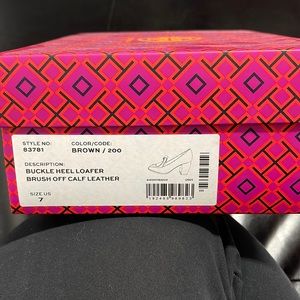 New Tory Burch heel buckle loafers